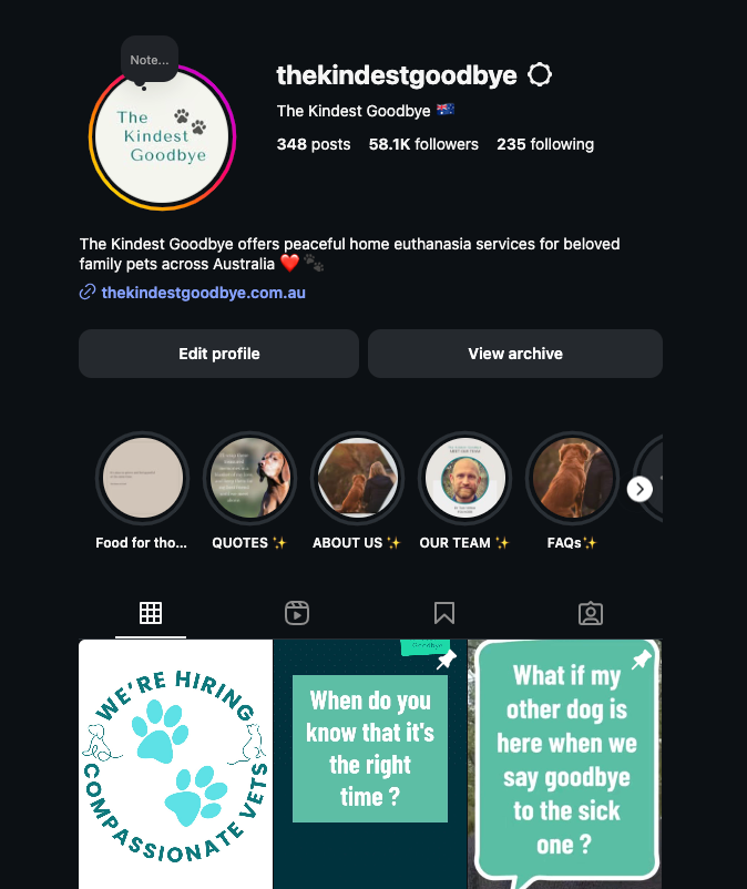 The most followed pet company in australia The Kindest Goodbye Pet euthanasia 